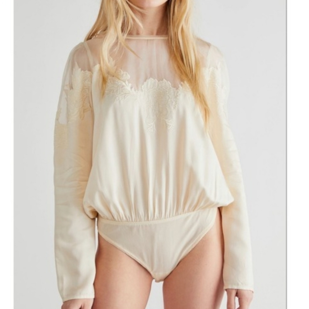 Free People Cream Bodysuit